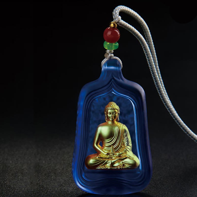 Wear FengShui Tibetan Medicine Buddha Liuli Crystal Compassion Serenity Necklace Pendant