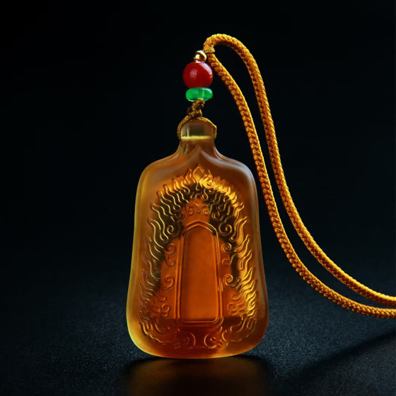 Wear FengShui Tibetan Medicine Buddha Liuli Crystal Compassion Serenity Necklace Pendant
