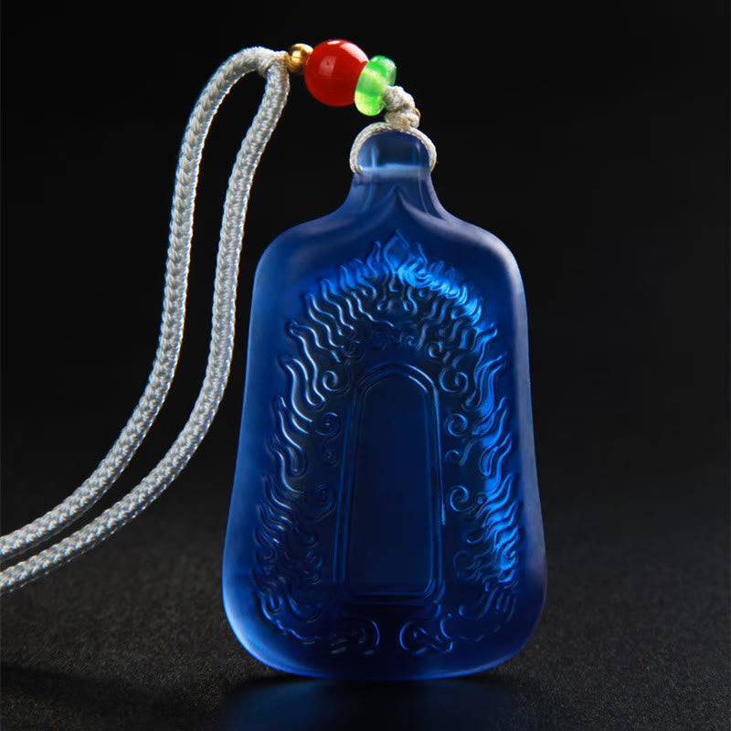 Wear FengShui Tibetan Medicine Buddha Liuli Crystal Compassion Serenity Necklace Pendant