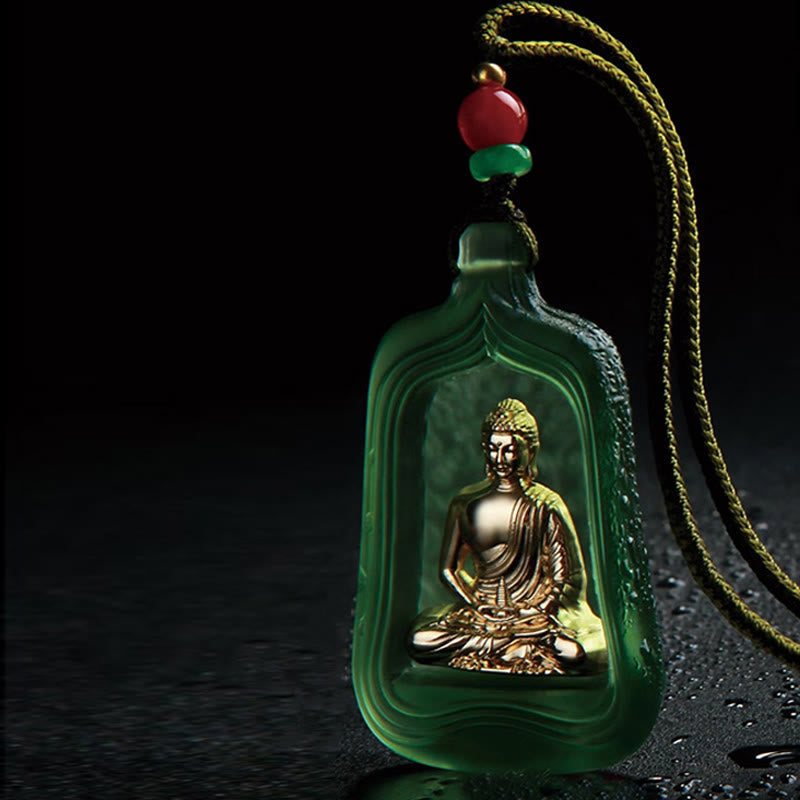Wear FengShui Tibetan Medicine Buddha Liuli Crystal Compassion Serenity Necklace Pendant