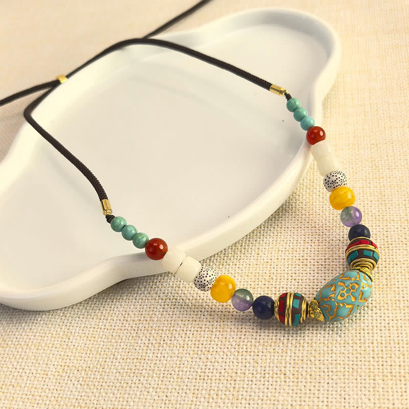 Wear FengShui Tibetan Handmade Turquoise Beads Balance Necklace Pendant