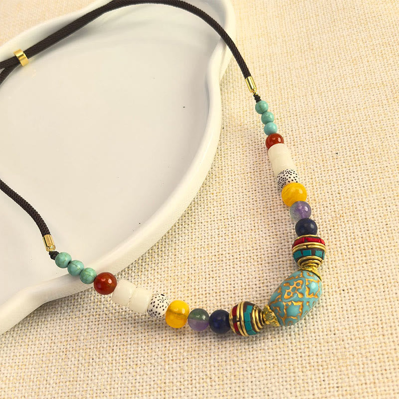 Wear FengShui Tibetan Handmade Turquoise Beads Balance Necklace Pendant