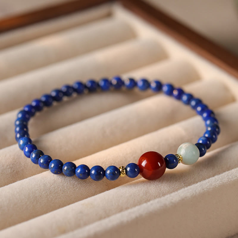 Wear FengShui Small Lazurite Agate Ultra-thin Beads Positive Bracelet