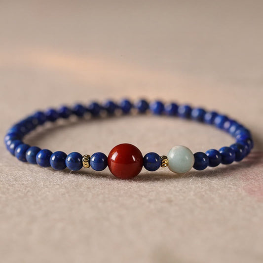 Wear FengShui Small Lazurite Agate Ultra-thin Beads Positive Bracelet