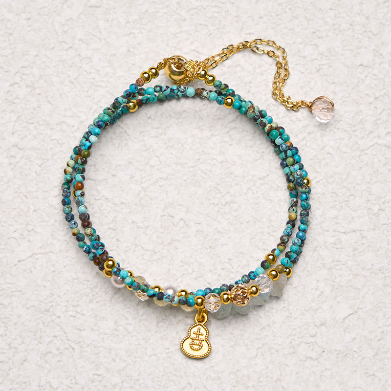 Wear FengShui Turquoise Beaded Strength Triple Wrap Bracelet
