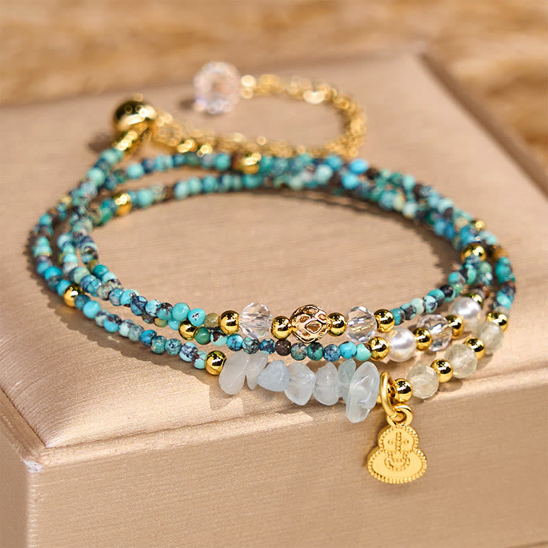 Wear FengShui Turquoise Beaded Strength Triple Wrap Bracelet