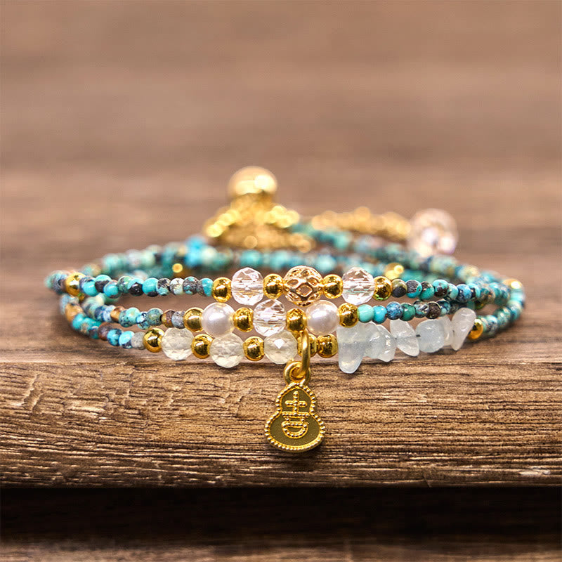 Wear FengShui Turquoise Beaded Strength Triple Wrap Bracelet