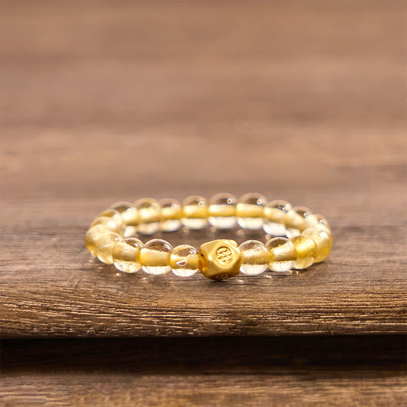 Wear FengShui 3mm Golden Rutilated Quartz Beads Wealth Elastic String Ring