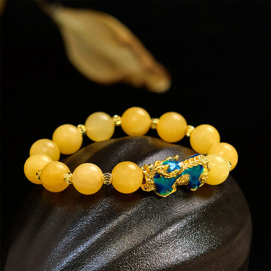 Wear FengShui Natural Topaz Color Change PiXiu Wealth Bracelet