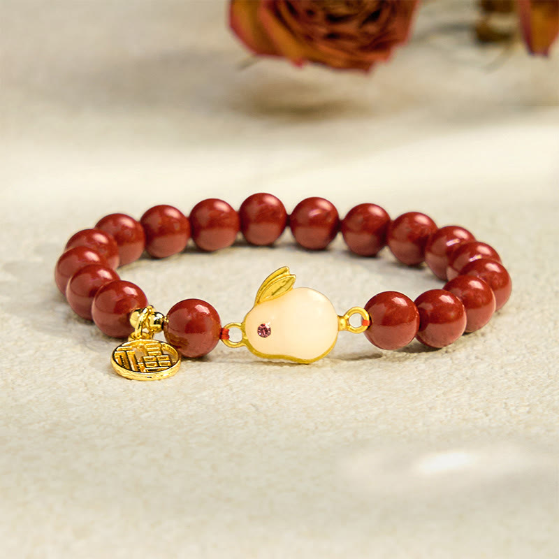 Wear FengShui Cinnabar Rabbit Bunny Fu Character Blessing Bracelet