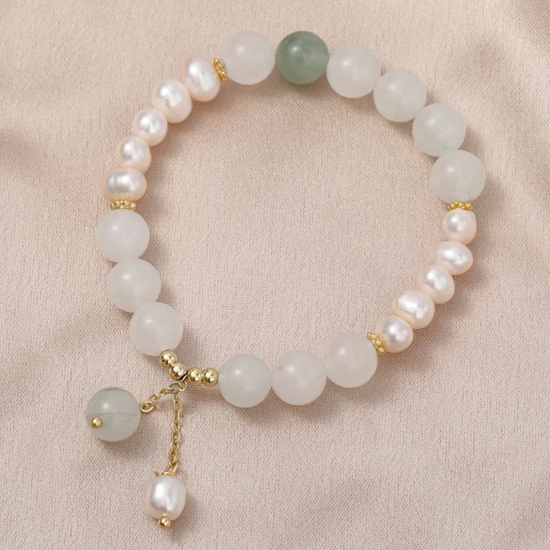 Wear FengShui Tianshan Jade Pearl Abundance Bracelet