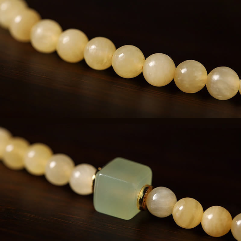 Wear FengShui Topaz Beads Jade Cube Double Circle Wealth Bracelet