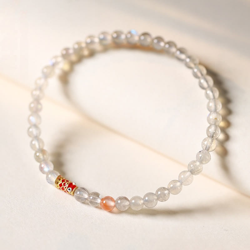 Wear FengShui Ultra-Thin Moonstone Koi Fish Healing Bracelet
