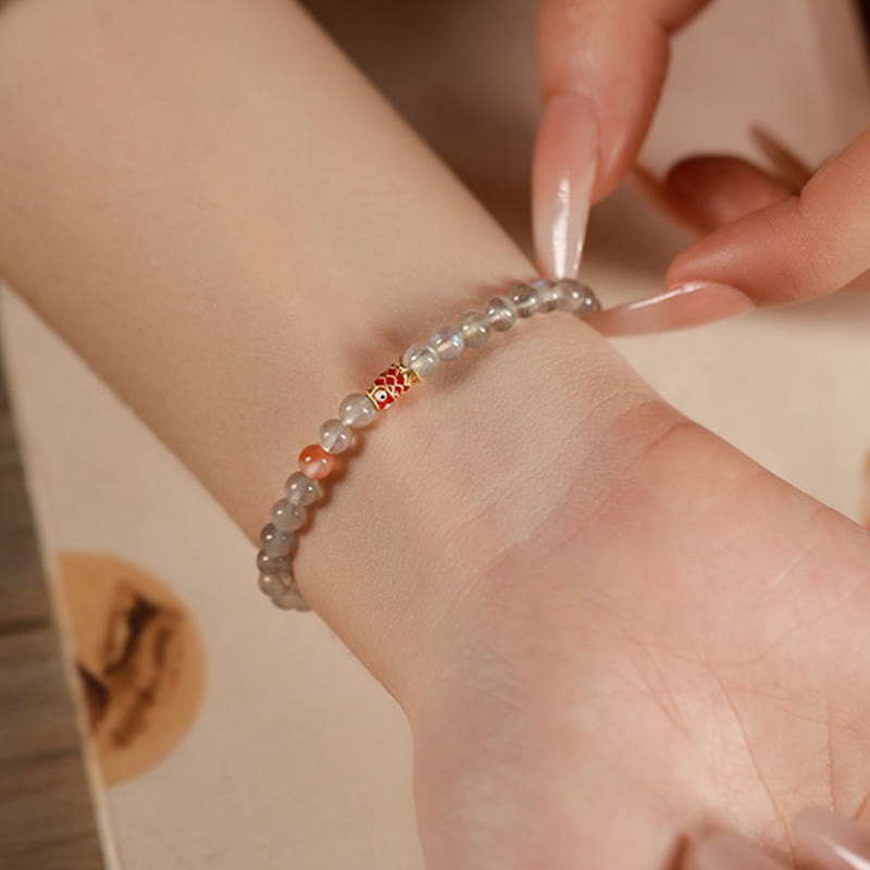 Wear FengShui Ultra-Thin Moonstone Koi Fish Healing Bracelet