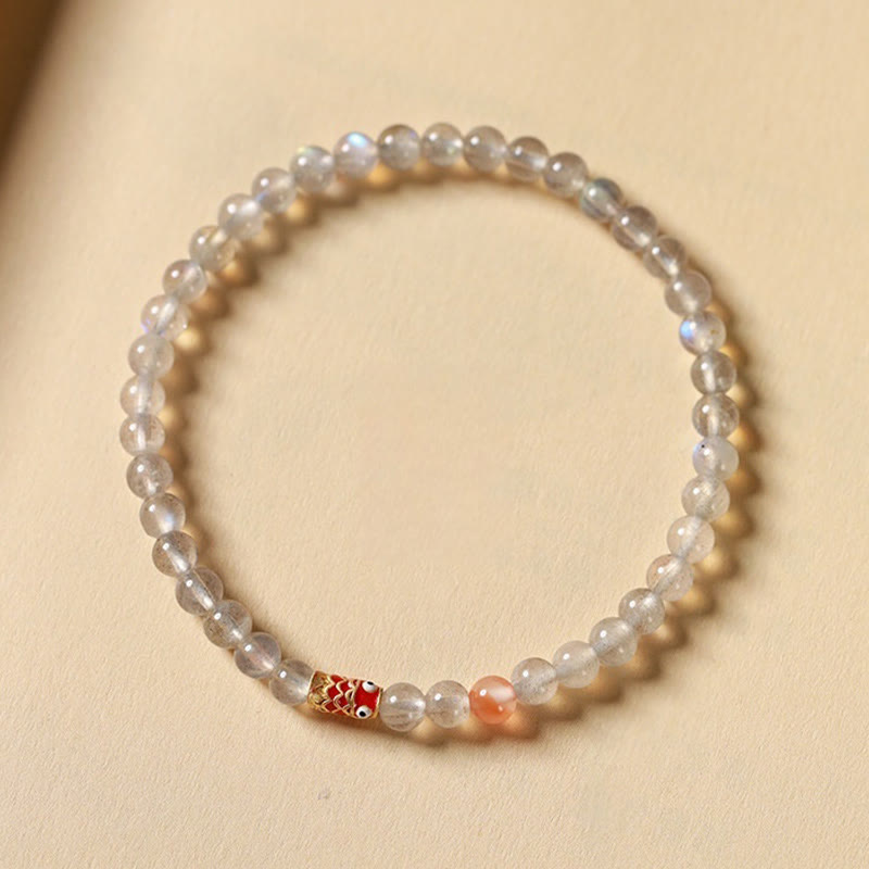 Wear FengShui Ultra-Thin Moonstone Koi Fish Healing Bracelet