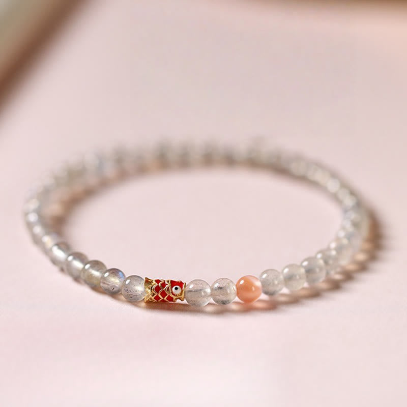 Wear FengShui Ultra-Thin Moonstone Koi Fish Healing Bracelet