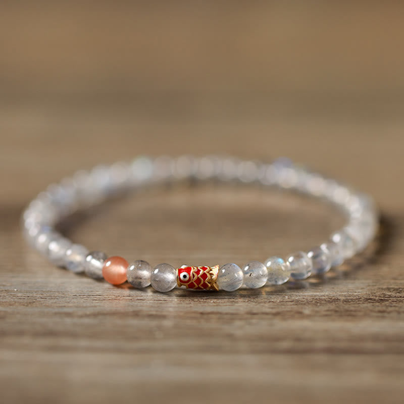 Wear FengShui Ultra-Thin Moonstone Koi Fish Healing Bracelet