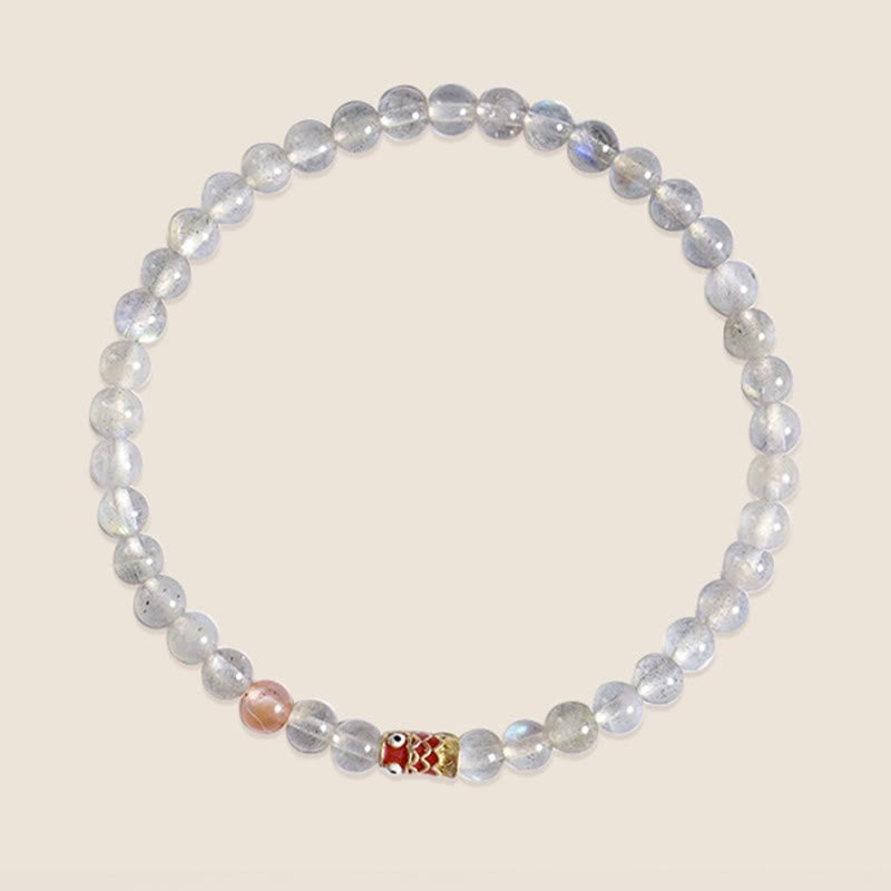 Wear FengShui Ultra-Thin Moonstone Koi Fish Healing Bracelet