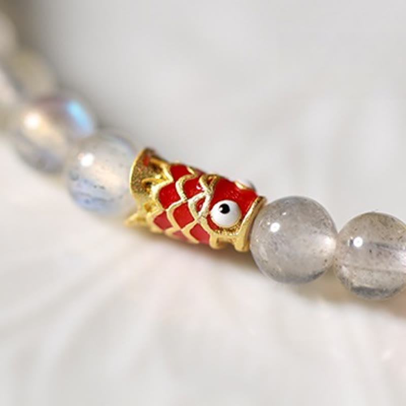 Wear FengShui Ultra-Thin Moonstone Koi Fish Healing Bracelet