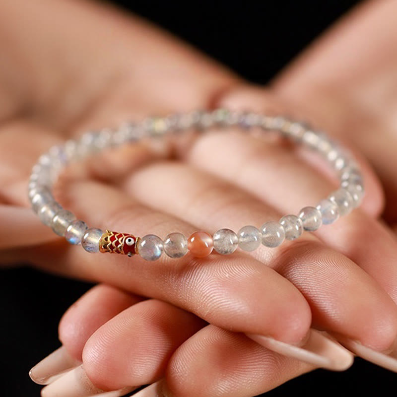 Wear FengShui Ultra-Thin Moonstone Koi Fish Healing Bracelet