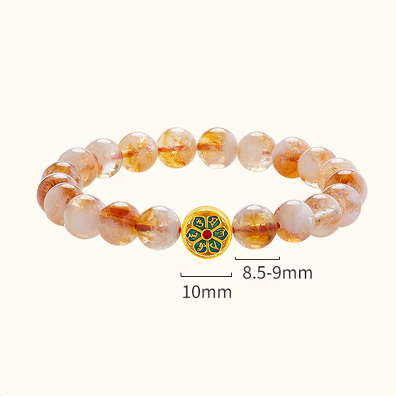 Wear FengShui 999 Sterling Silver Om Mani Padme Hum Citrine Protection Bracelet