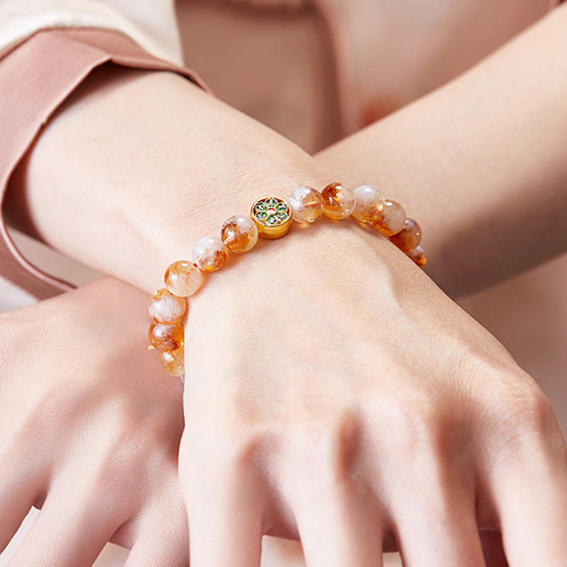 Wear FengShui 999 Sterling Silver Om Mani Padme Hum Citrine Protection Bracelet