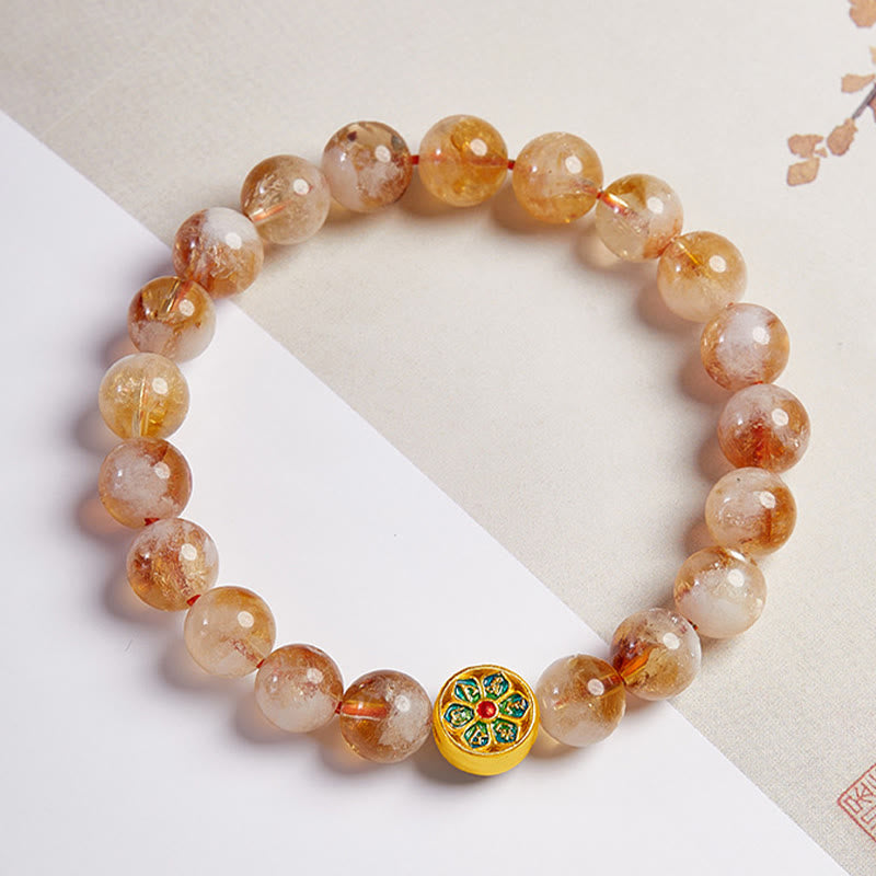 Wear FengShui 999 Sterling Silver Om Mani Padme Hum Citrine Protection Bracelet