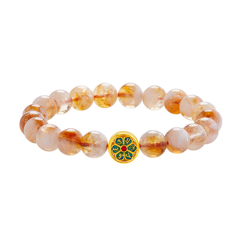 Wear FengShui 999 Sterling Silver Om Mani Padme Hum Citrine Protection Bracelet