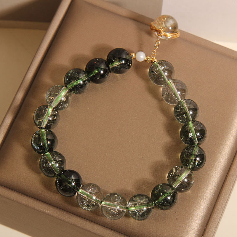 Wear FengShui Natural Green Phantom Crystal Lucky Bracelet