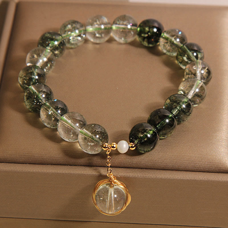 Wear FengShui Natural Green Phantom Crystal Lucky Bracelet