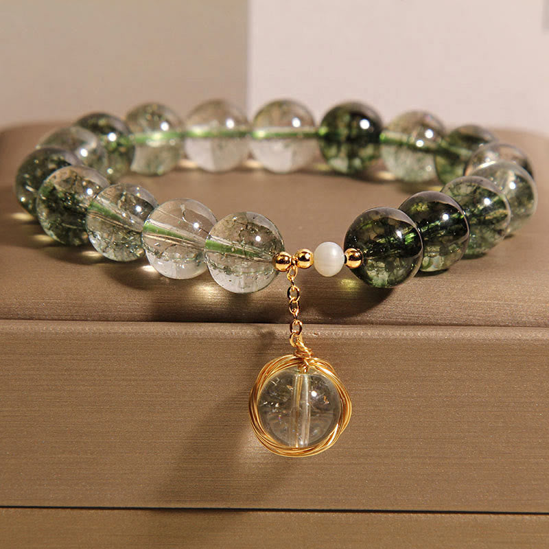 Wear FengShui Natural Green Phantom Crystal Lucky Bracelet