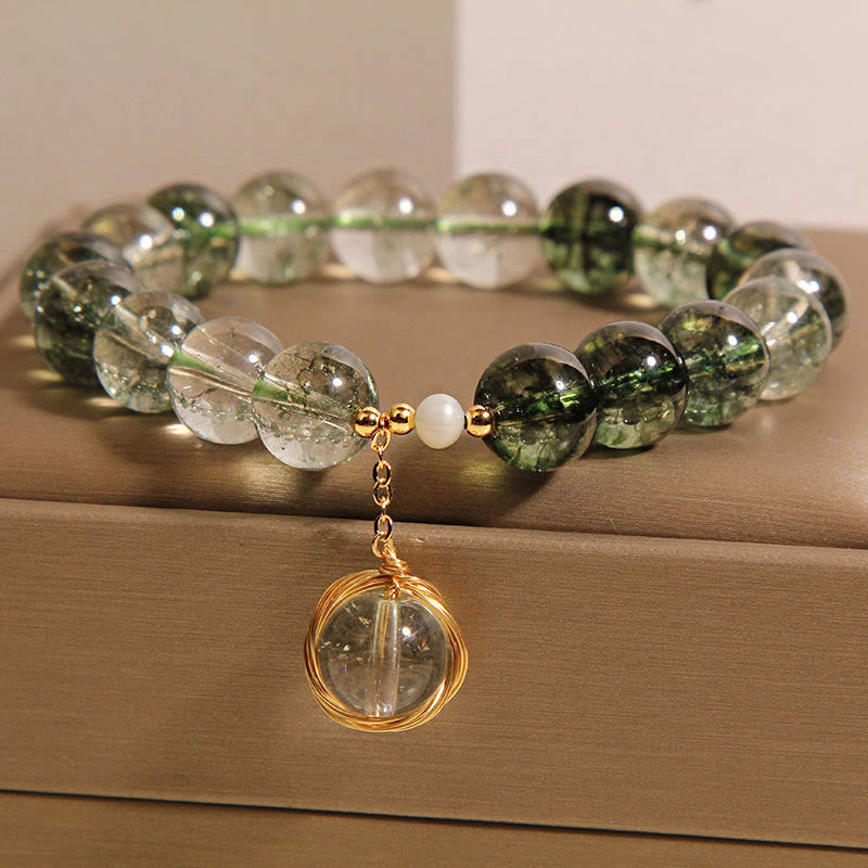 Wear FengShui Natural Green Phantom Crystal Lucky Bracelet