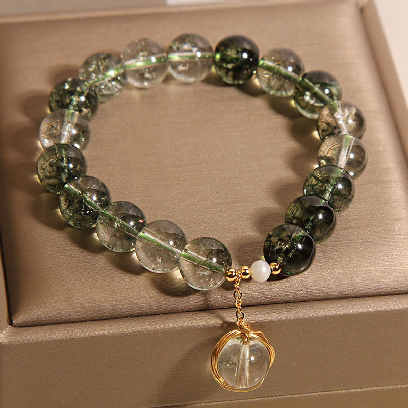Wear FengShui Natural Green Phantom Crystal Lucky Bracelet