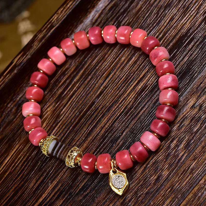 Wear FengShui Tibetan Camel Bone Red Agate Luck Bracelet