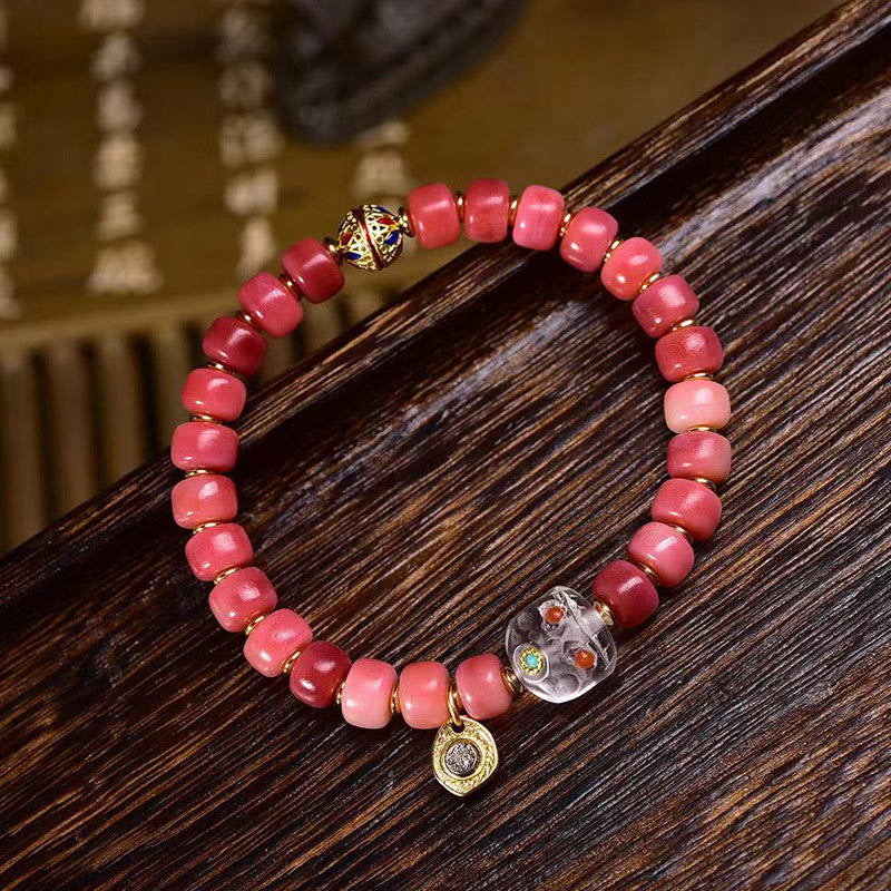 Wear FengShui Tibetan Camel Bone Red Agate Luck Bracelet