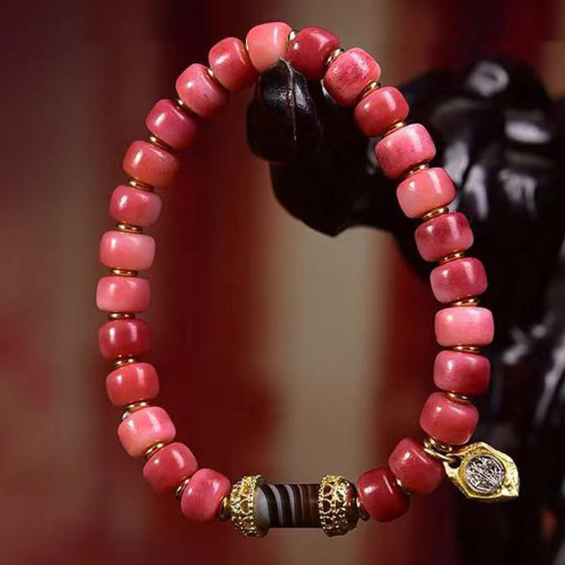Wear FengShui Tibetan Camel Bone Red Agate Luck Bracelet