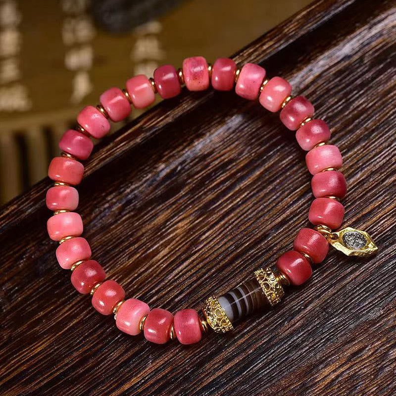 Wear FengShui Tibetan Camel Bone Red Agate Luck Bracelet