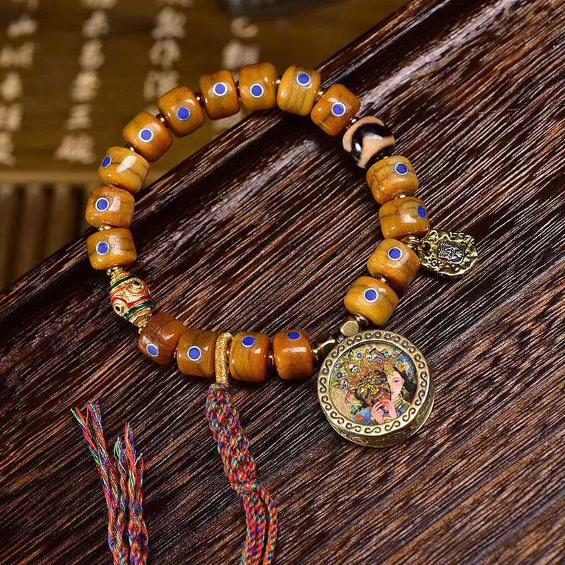 Wear FengShui Vintage Tibetan Bone Beads Braided Rope Positive Balance Bracelet