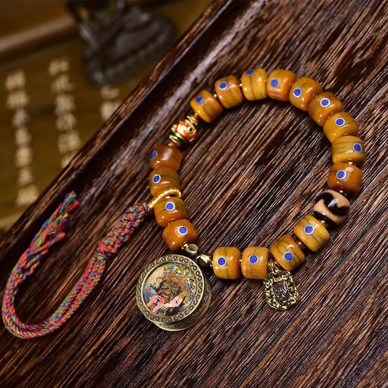 Wear FengShui Vintage Tibetan Bone Beads Braided Rope Positive Balance Bracelet