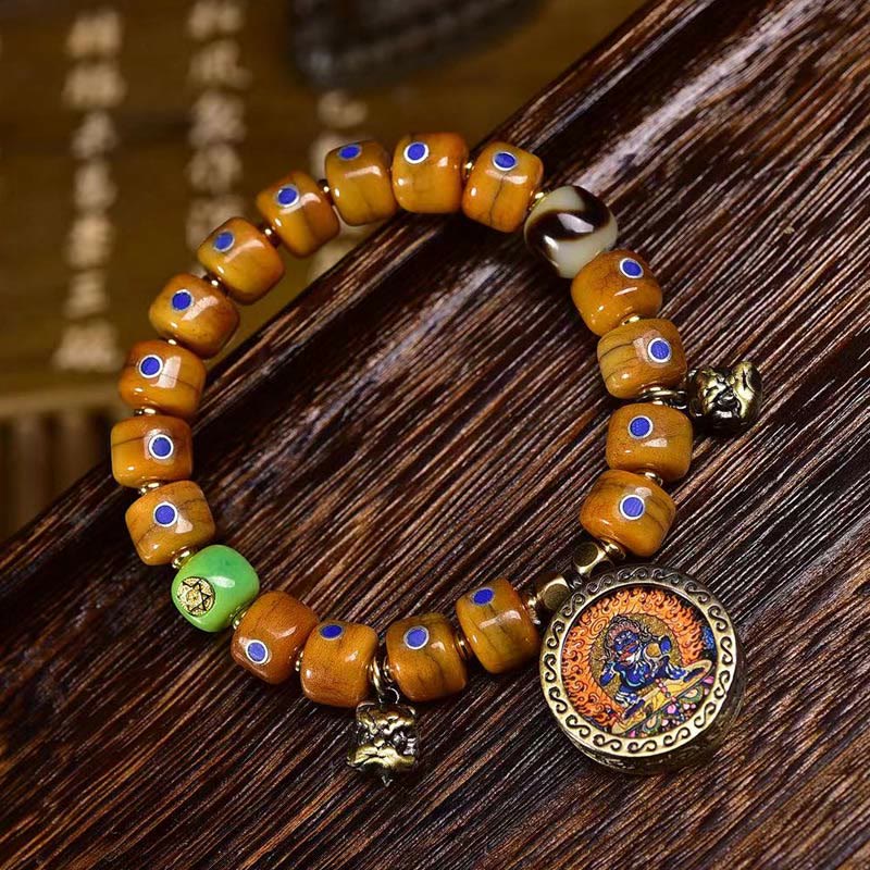 Wear FengShui Vintage Tibetan Bone Beads Braided Rope Positive Balance Bracelet