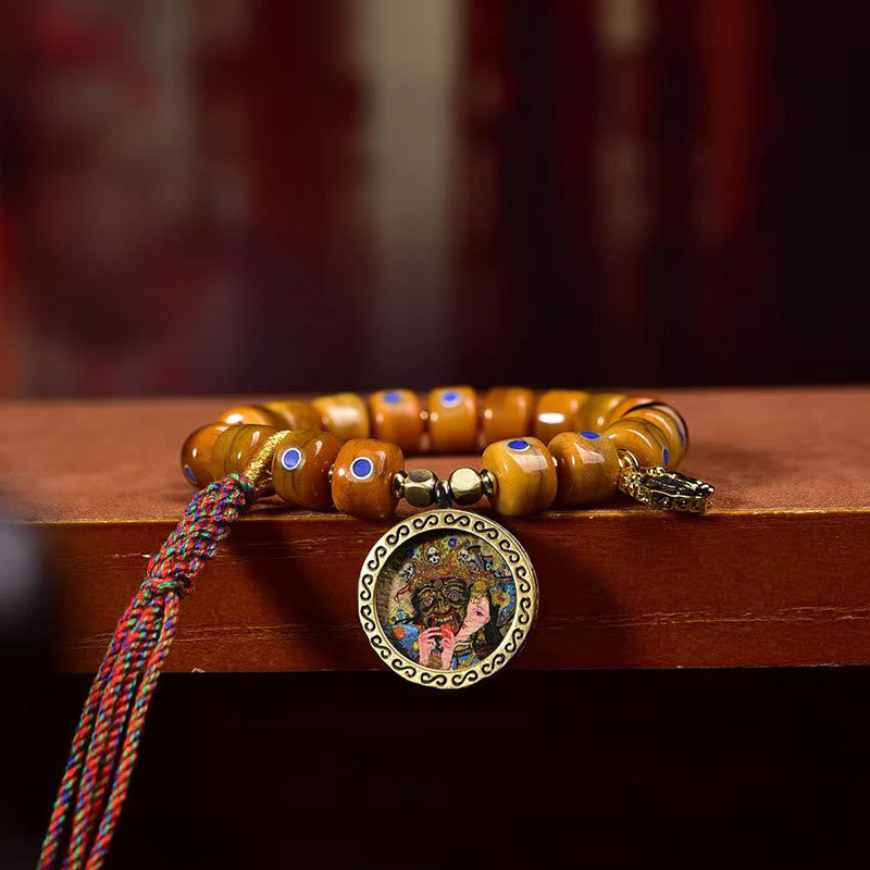 Wear FengShui Vintage Tibetan Bone Beads Braided Rope Positive Balance Bracelet