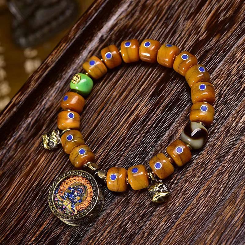 Wear FengShui Vintage Tibetan Bone Beads Braided Rope Positive Balance Bracelet