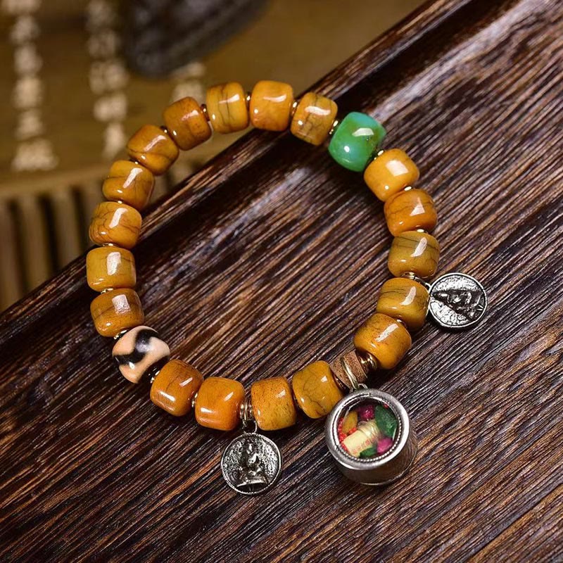 Wear FengShui Vintage Tibetan Bone Beads Dzi Bead Cute Fox Balance Bracelet