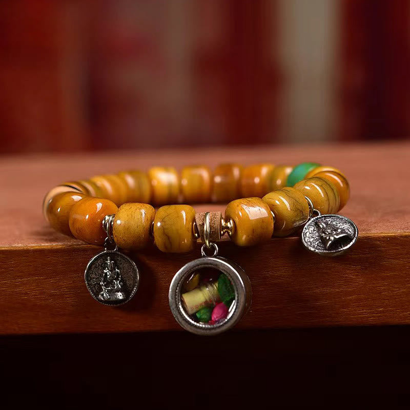 Wear FengShui Vintage Tibetan Bone Beads Dzi Bead Cute Fox Balance Bracelet