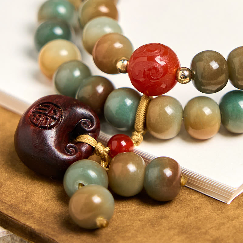 Wear FengShui Colorful Bodhi Seed Harmony Double Wrap Bracelet