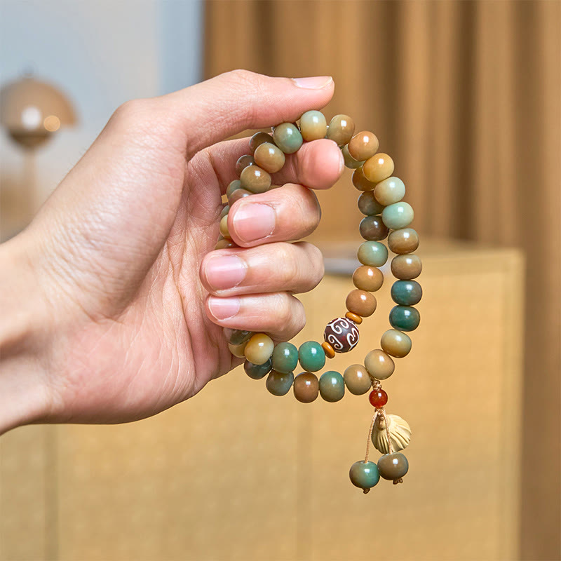 Wear FengShui Colorful Bodhi Seed Lotus Pod Charm Peace Double Wrap Bracelet