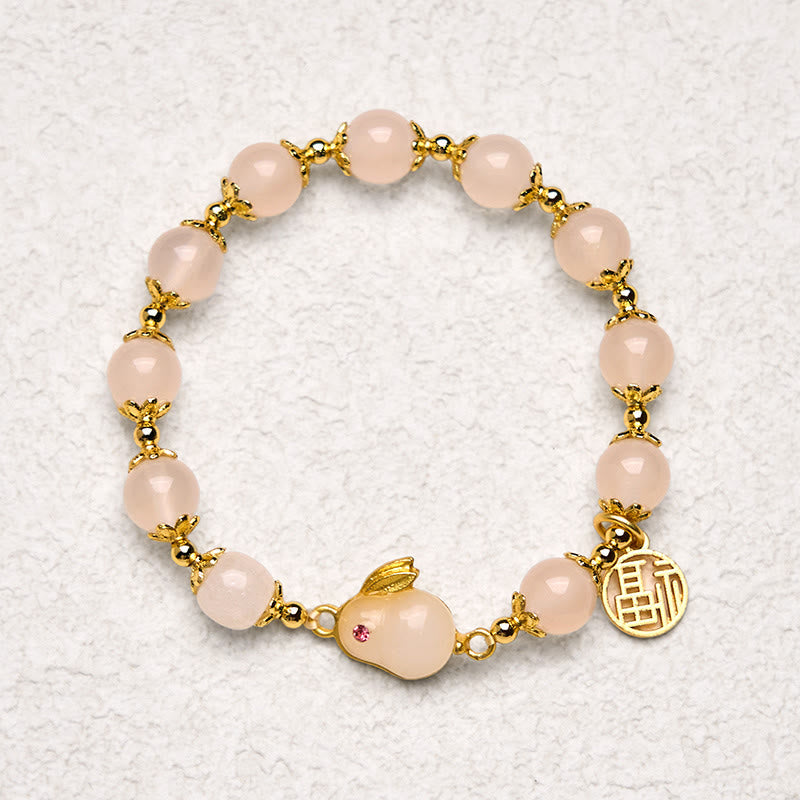 Wear FengShui Red Agate Chalcedony Rabbit Fu Character Confidence Bracelet