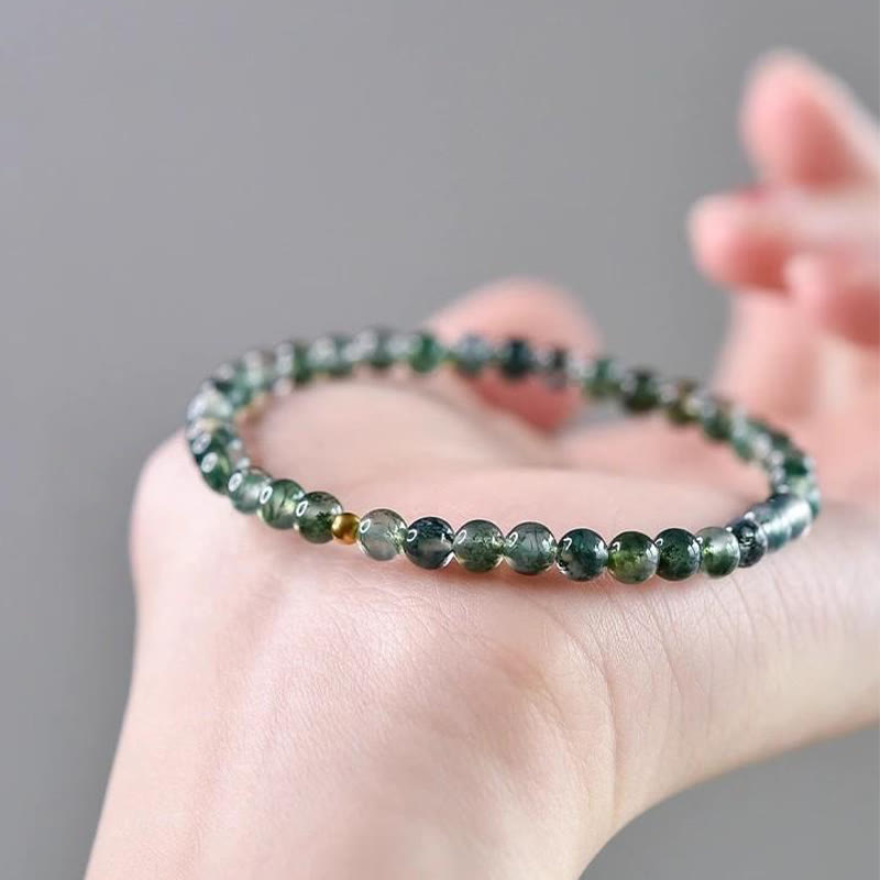 Wear FengShui Moss Agate Lucky Bead Soothing Bracelet
