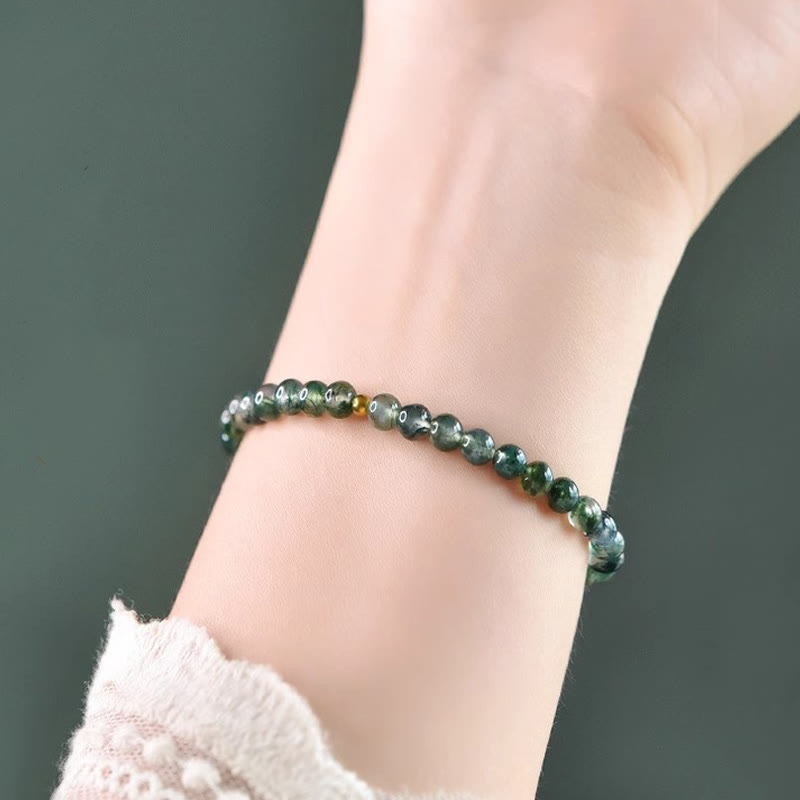 Wear FengShui Moss Agate Lucky Bead Soothing Bracelet