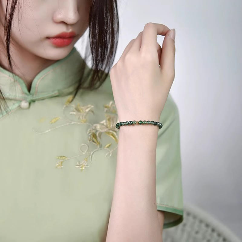 Wear FengShui Moss Agate Lucky Bead Soothing Bracelet